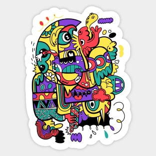 crazy abstract doodle social Sticker